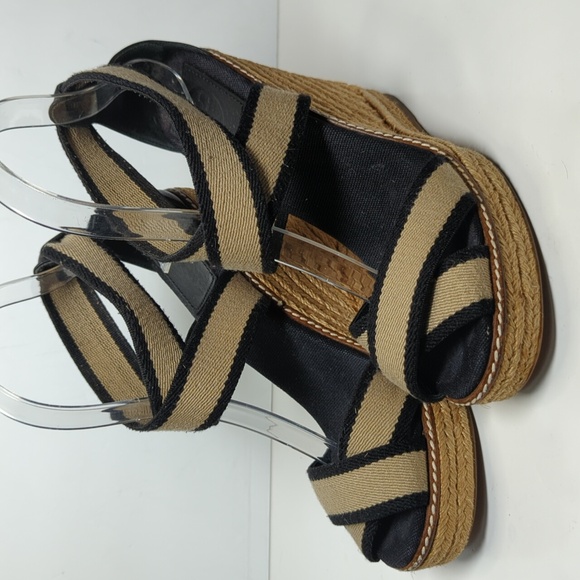 Tory Burch Shoes - Tory Burch Frieda striped open toe espadrille wedge sandals womans size 7